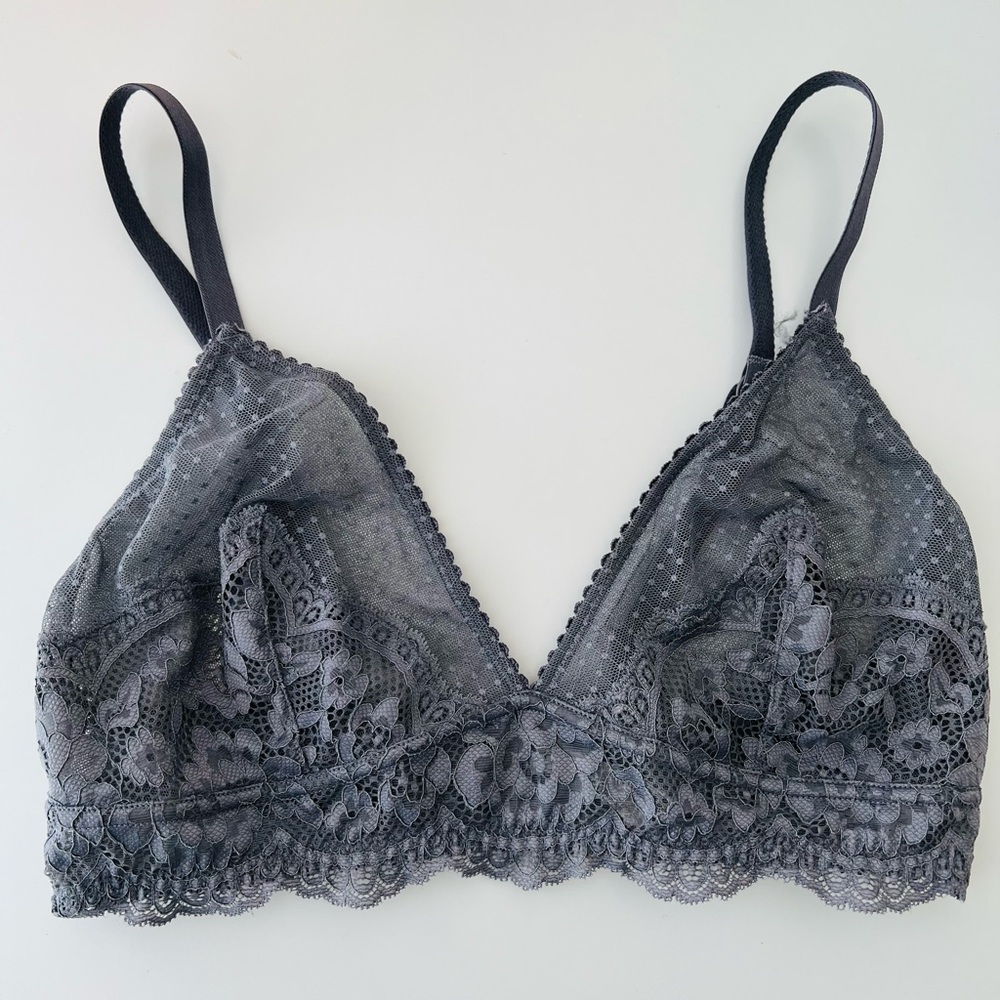 Delicate & Pretty Haven Gray Lace Sheer Bra Medium 36